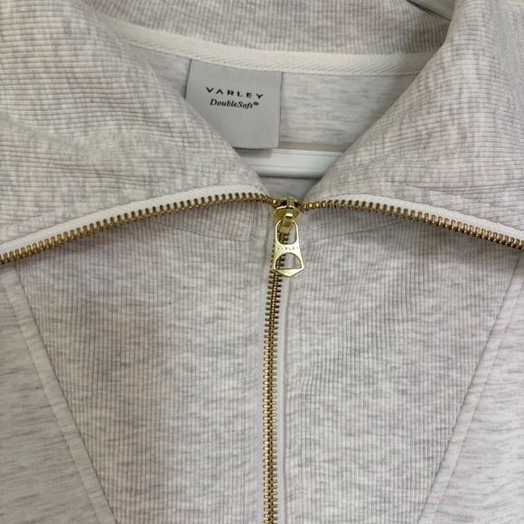 Varley Yates Half-Zip panelled neckline Sweatshirt Ivory Marl Size Small NWOT - Picture 4 of 16